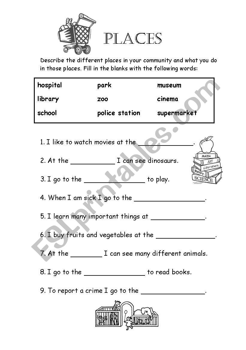 places in my community worksheet