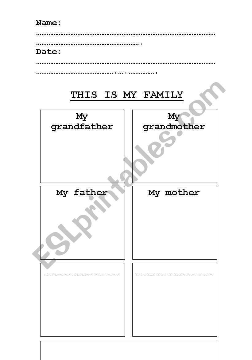 this is my family worksheet