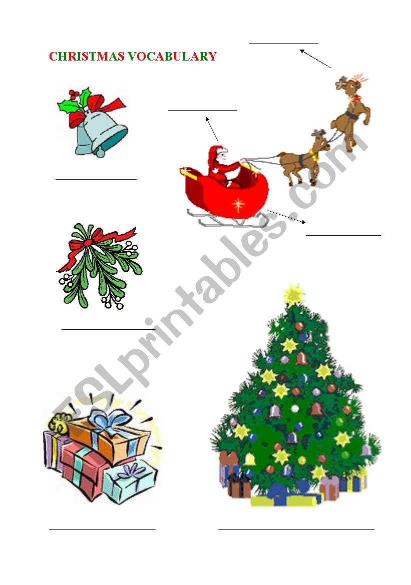 Christmas vocabulary worksheet