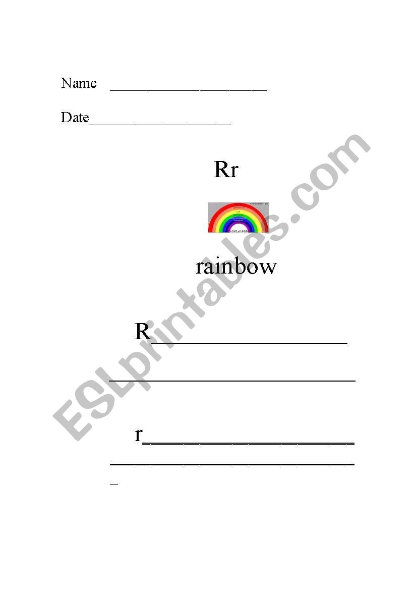 R is for RAINBOW worksheet