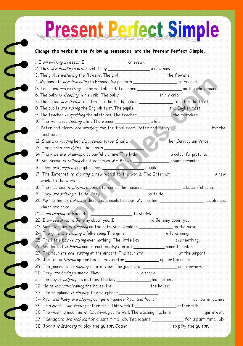 Present Perfect Simple - ESL worksheet by Zmarques