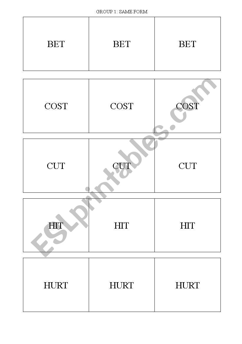 IRREGULAR VERBS worksheet