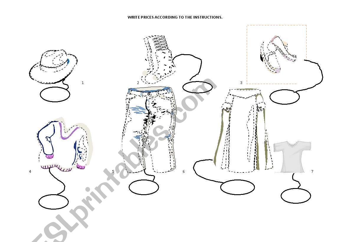 WRITE PRICES ACCORDIND TO ORAL INSTRUCTIONS