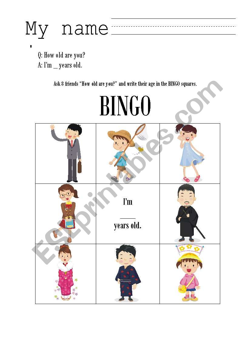 How old are you? worksheet