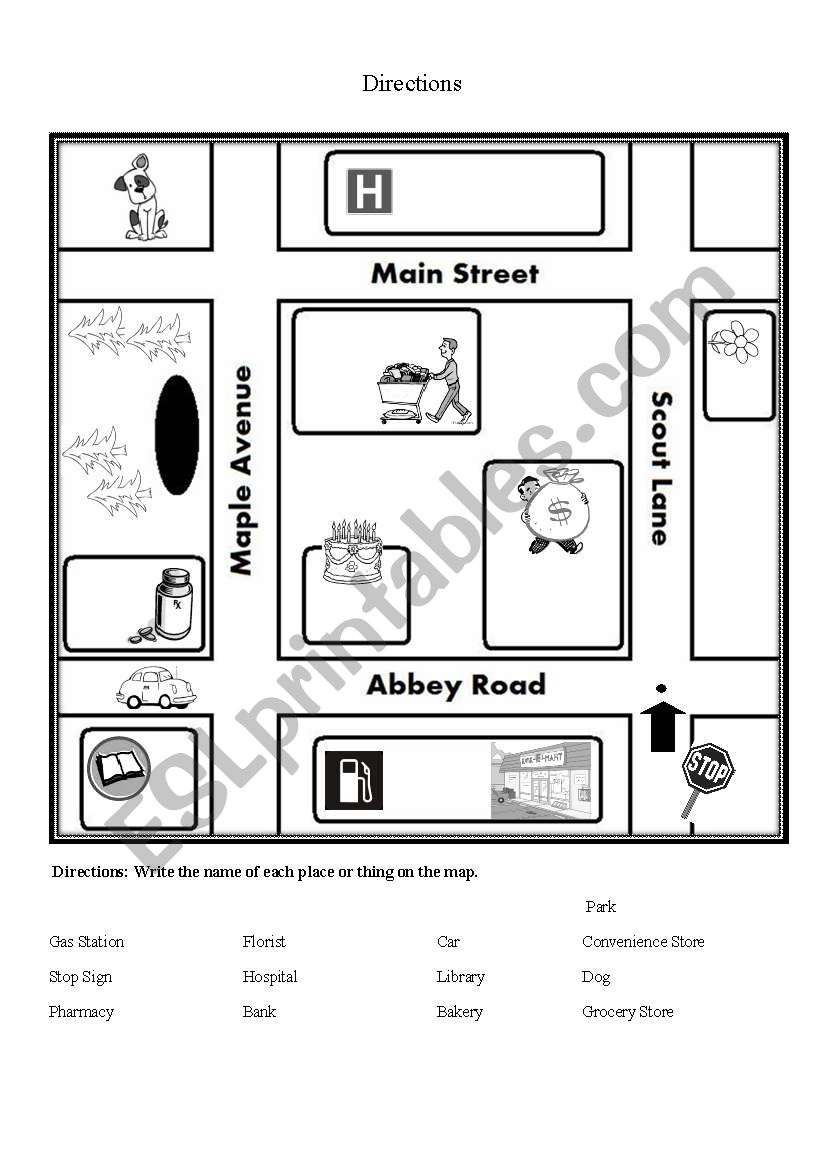 map and directions worksheet        <h3 class=