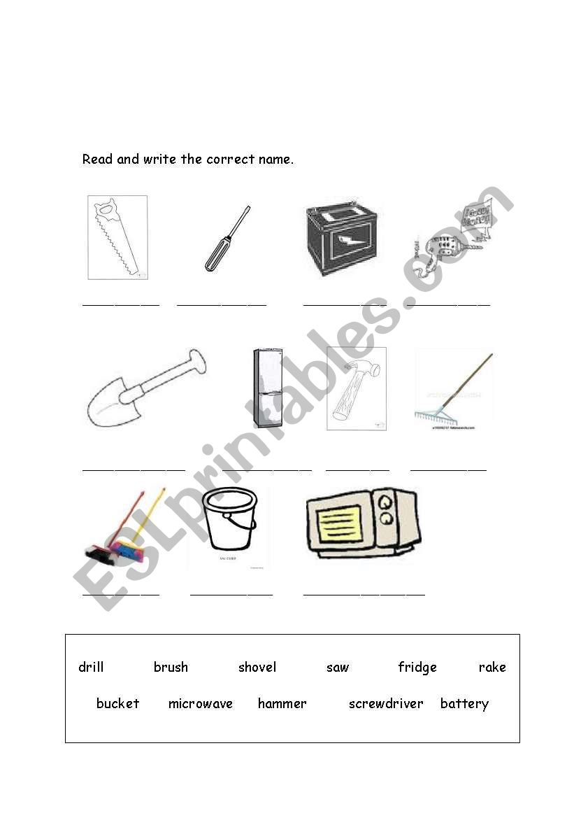 TOOLS AND MACHINES worksheet