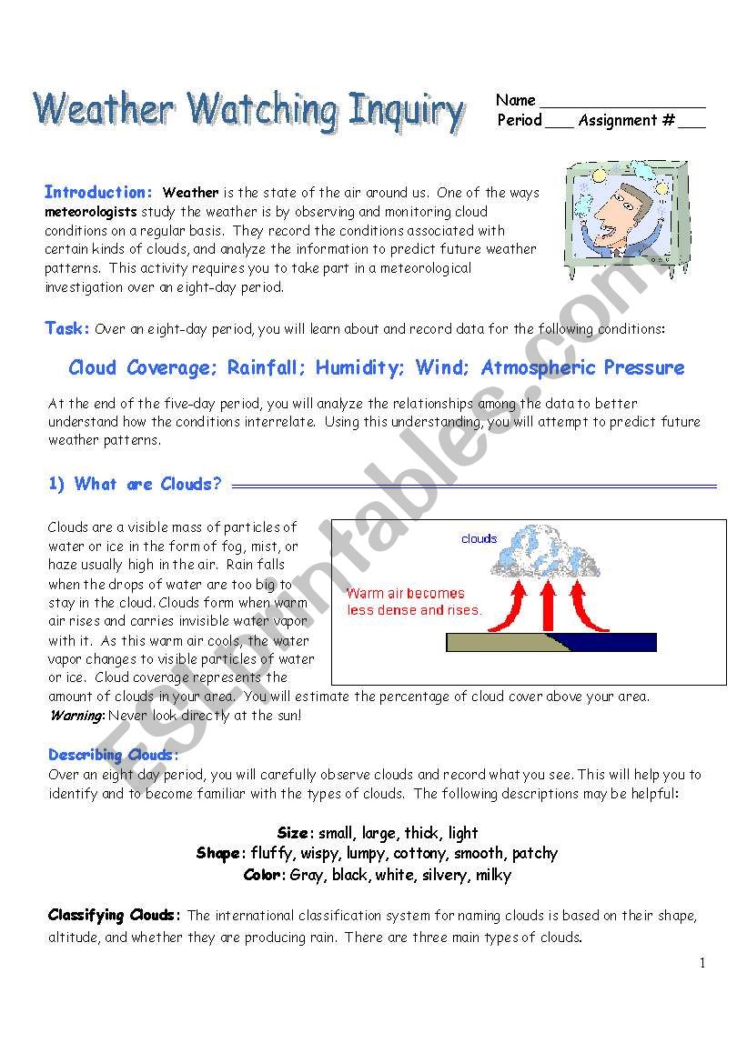 Weather Watching Inquiry worksheet