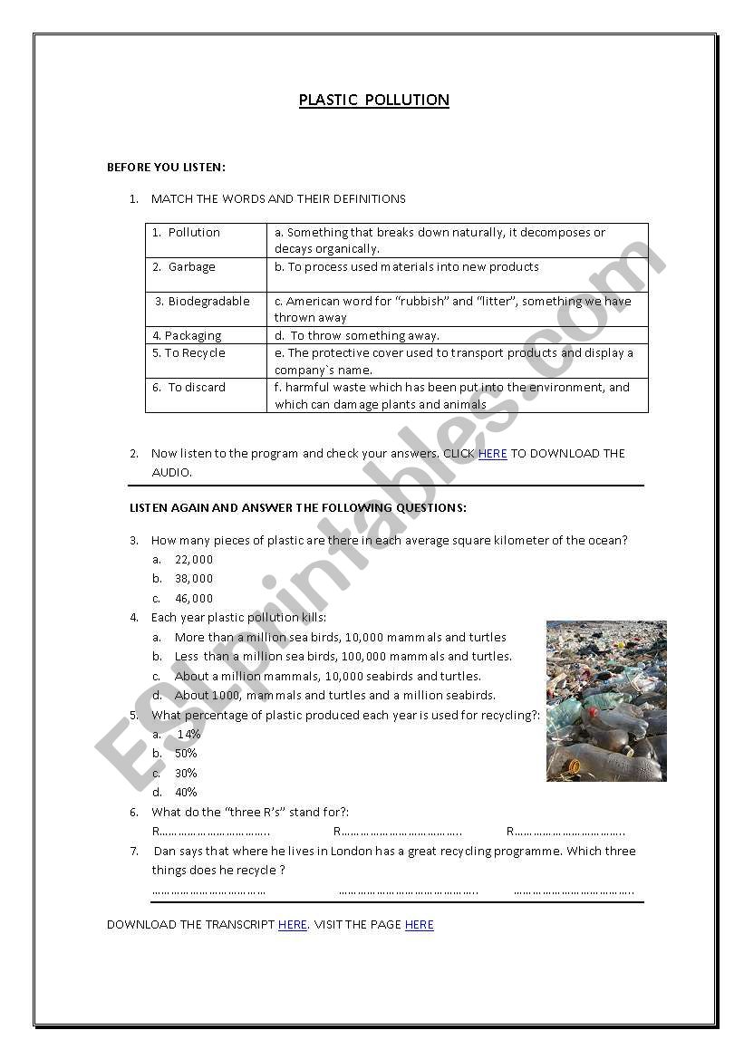 PLASTIC RUBBISH worksheet