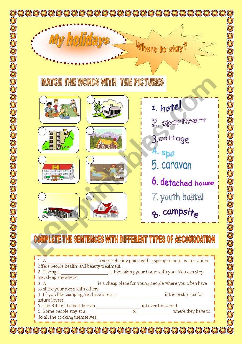 holidays worksheet