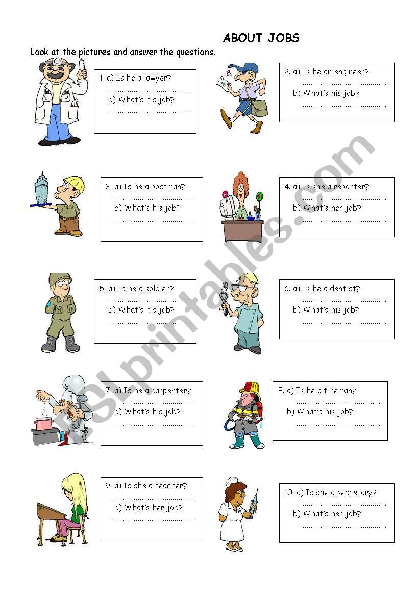 about jobs worksheet