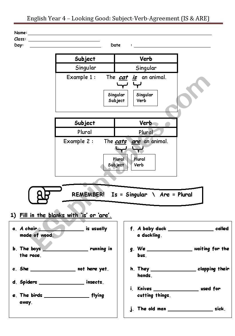 English-Subject-Verb-Agreement (IS & ARE)