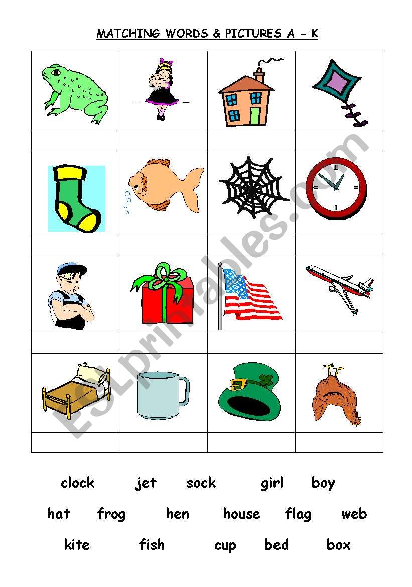 Pictures With Words Worksheets Rhyme Words Matching Worksheets For 