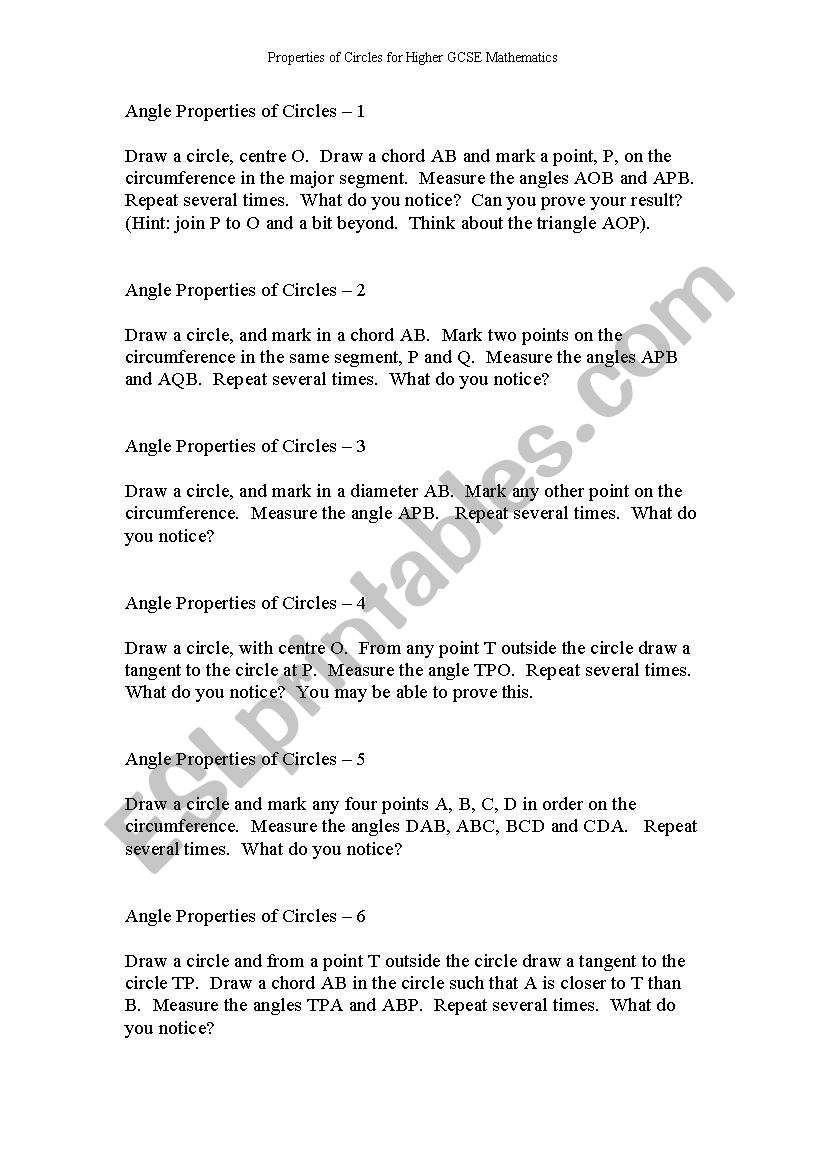 angles worksheet