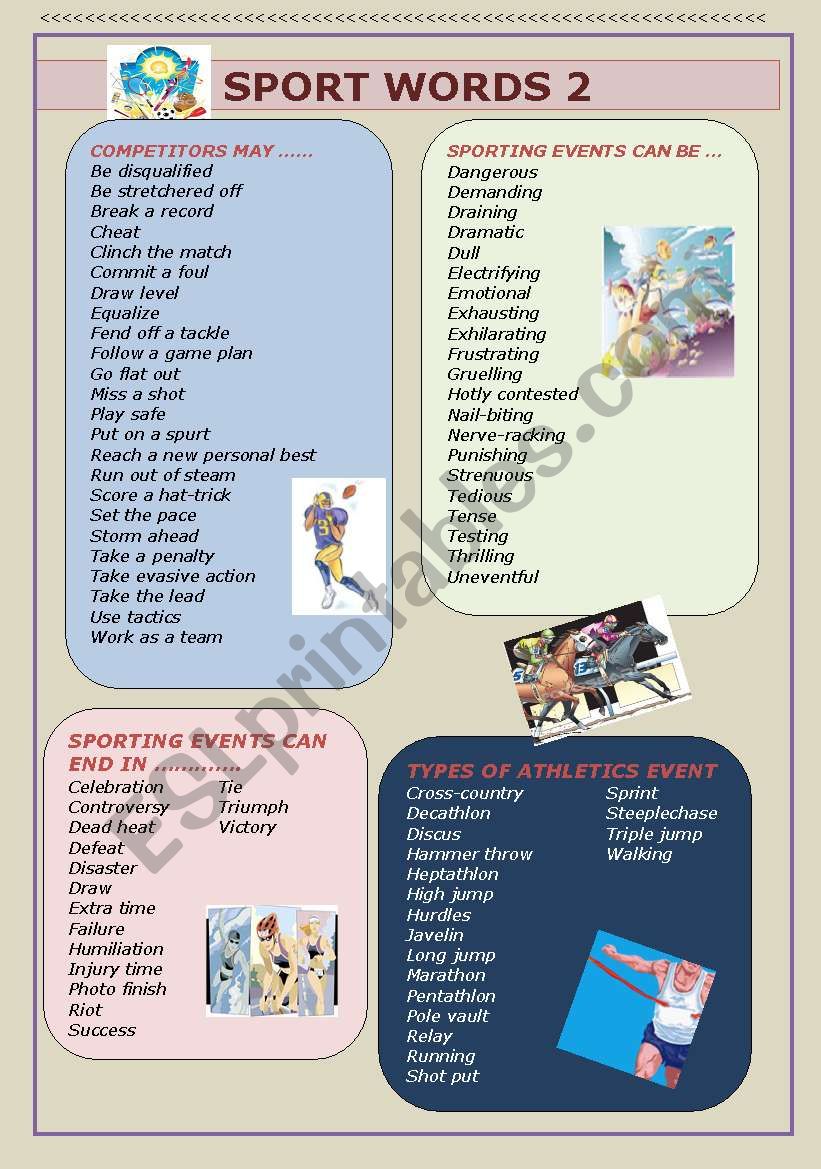 SPORT WORDS 2 ESL worksheet by churchill