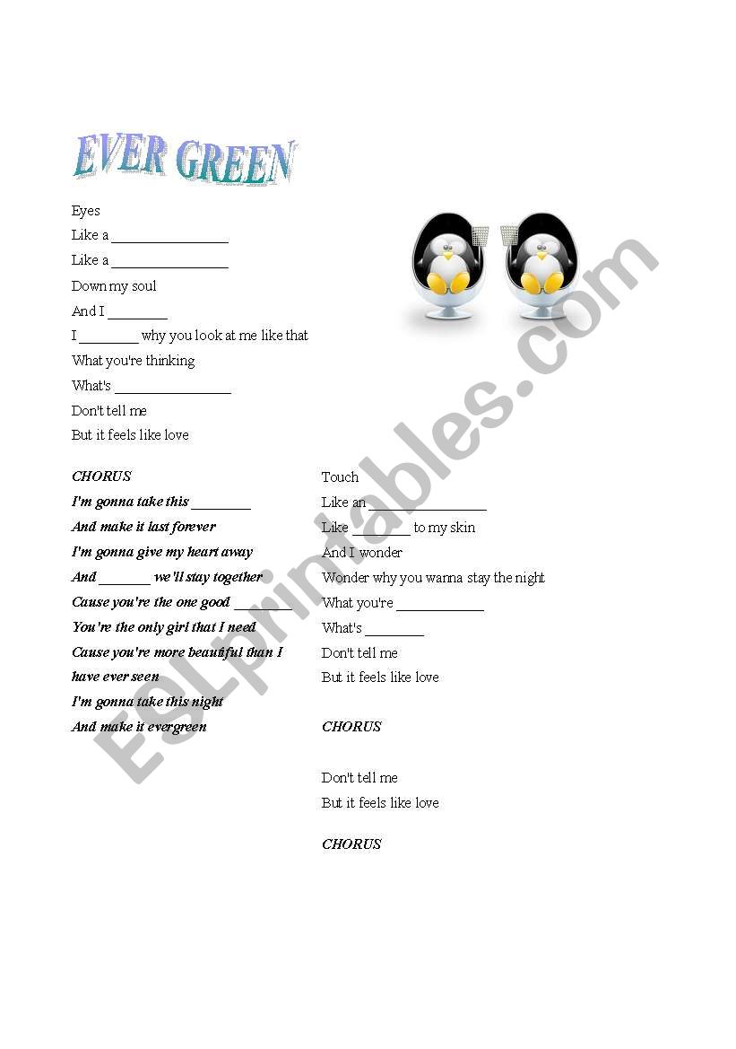 EVERGREEN-WESTLIFE worksheet