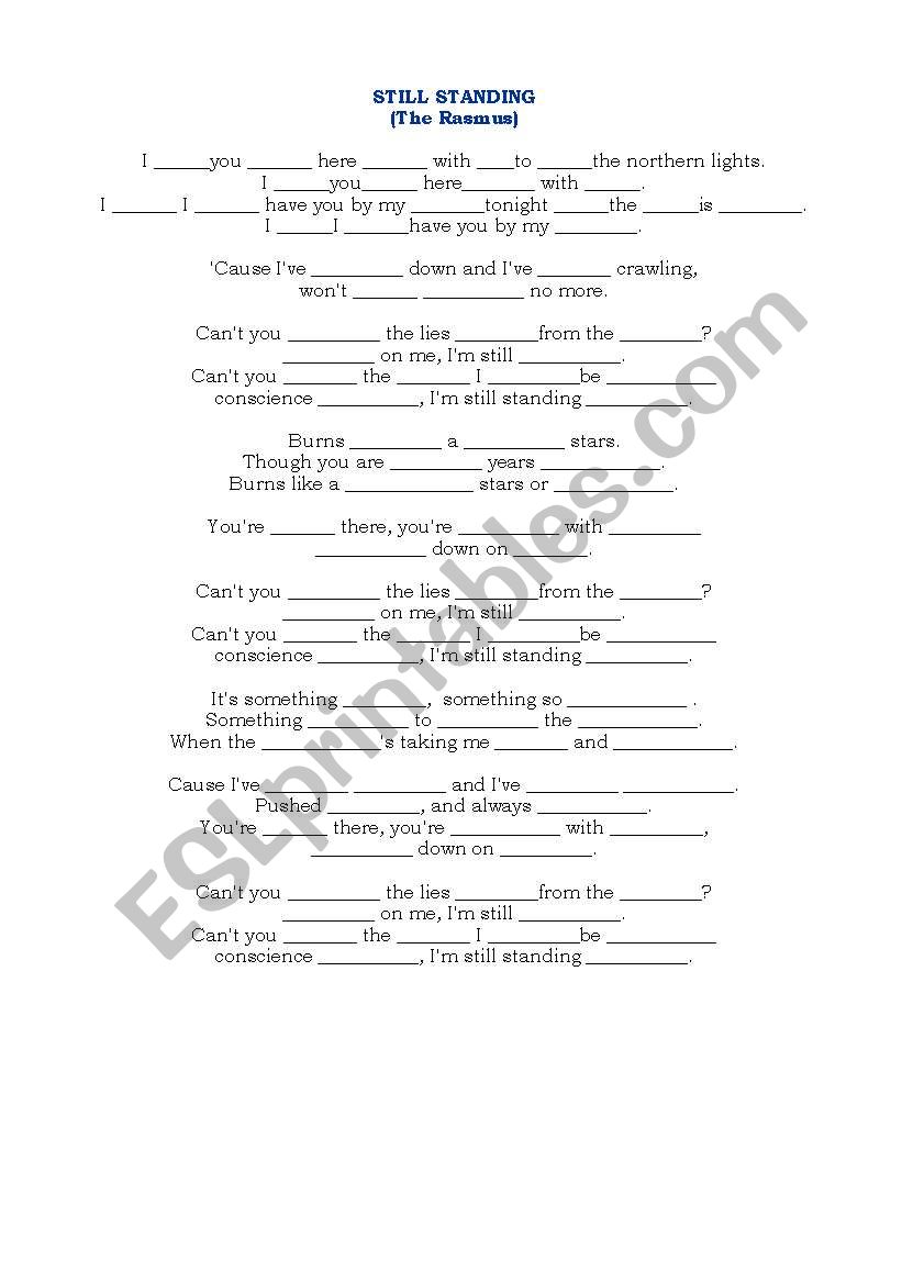 still standing worksheet