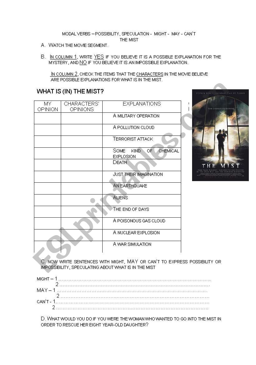 POSIBBLES worksheet