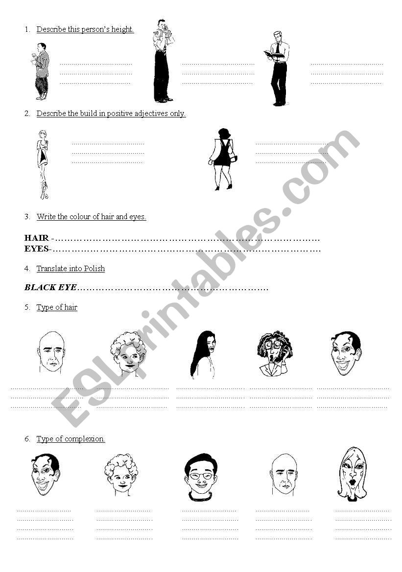 Describing people worksheet