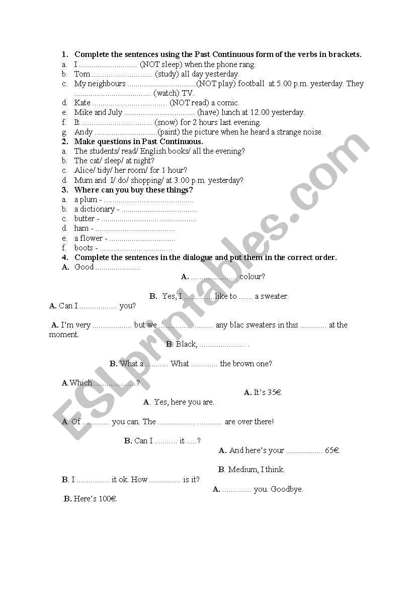 Test  worksheet