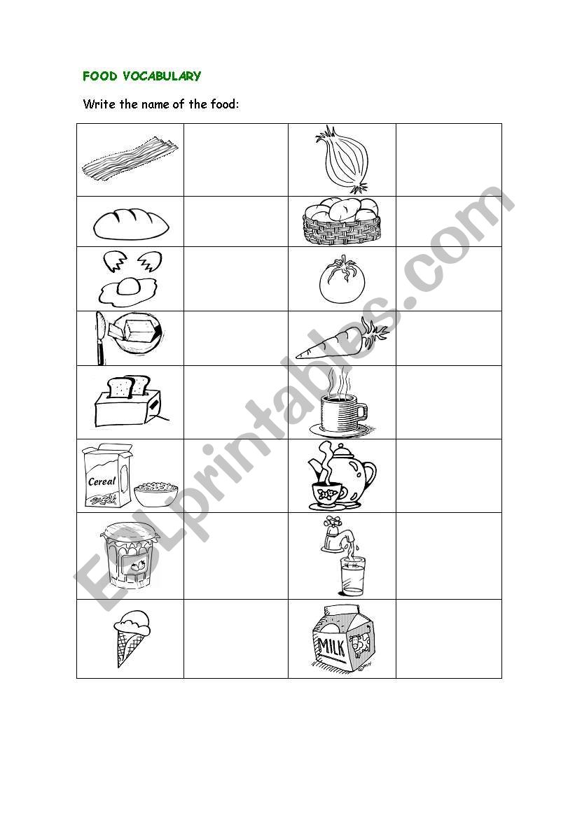 Food, meals and shopping 1 worksheet