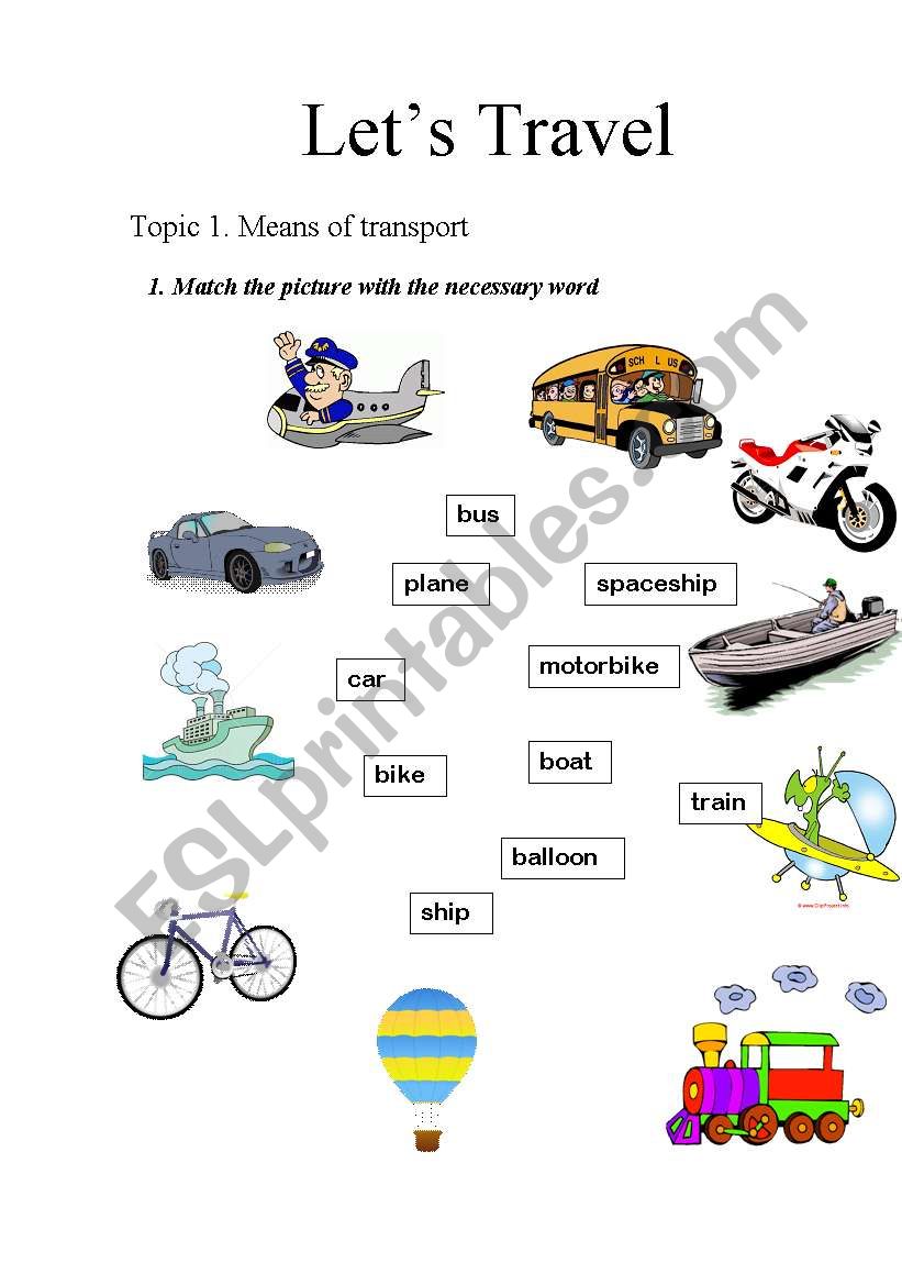 English worksheets: Let`s travel!