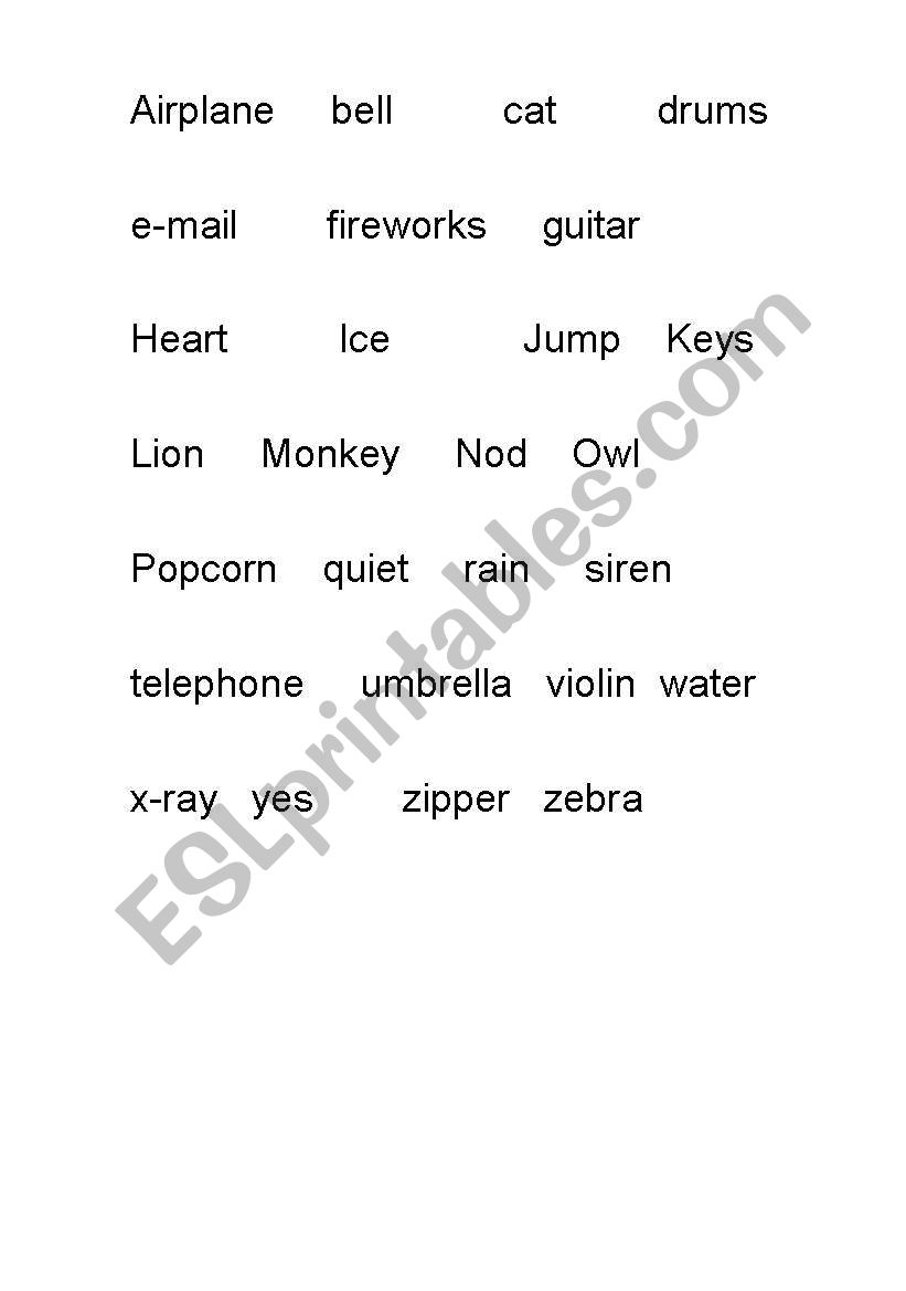 Spelling game worksheet