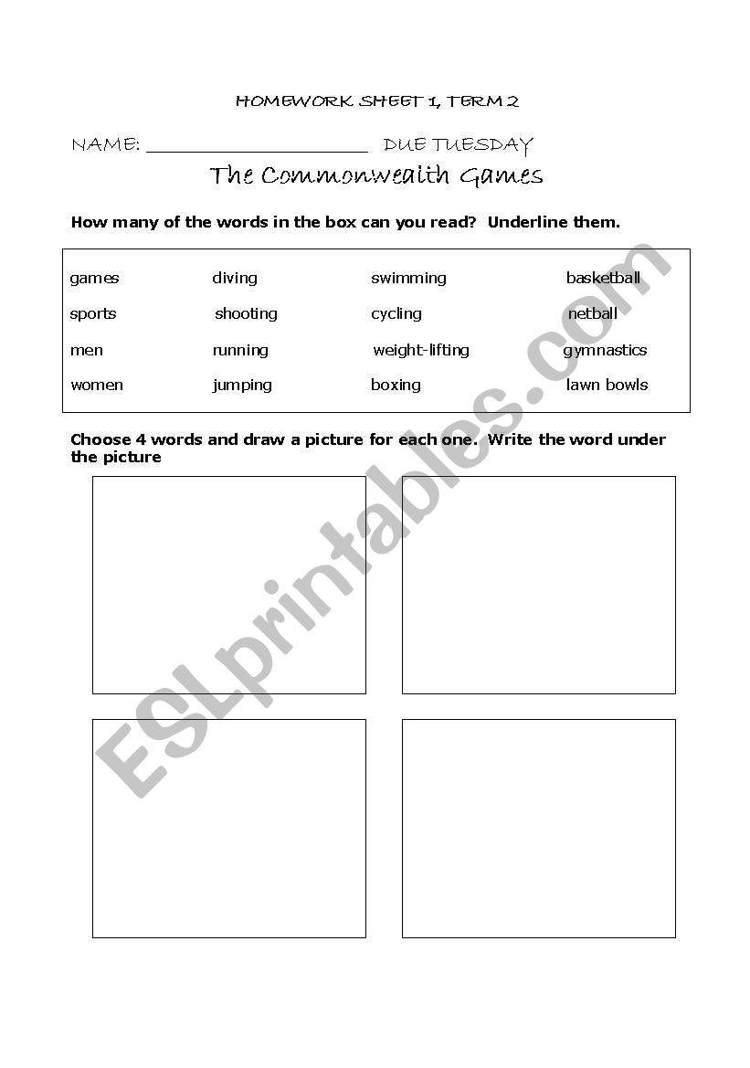 Sports Vocabulary Spelling worksheet