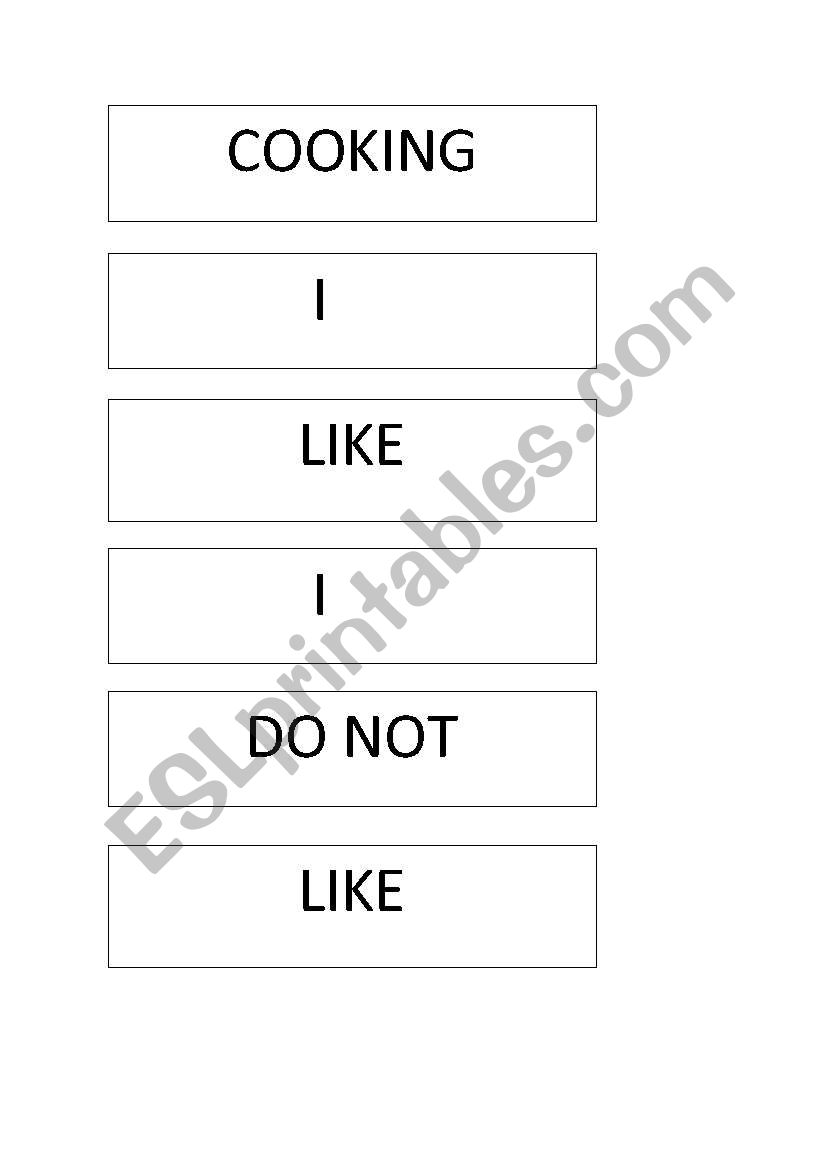 like and dislike worksheet