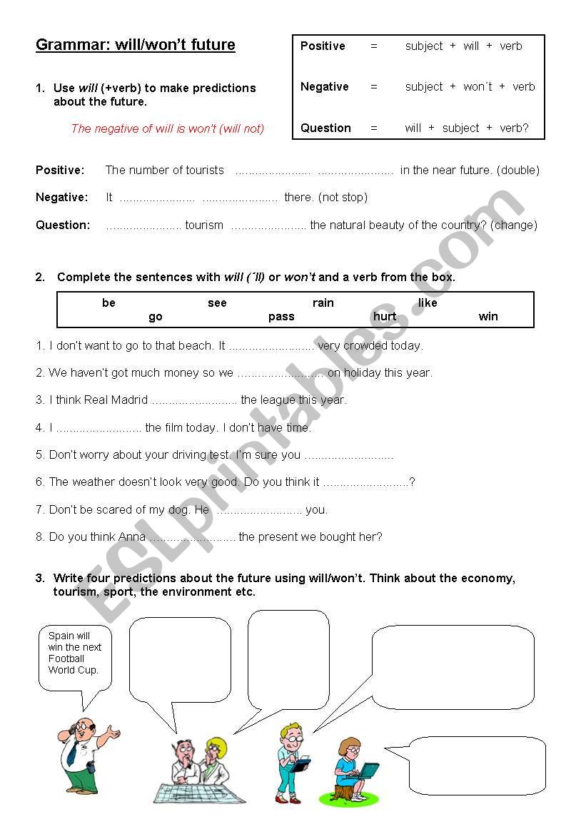 will-won-t-future-esl-worksheet-by-lampshade212