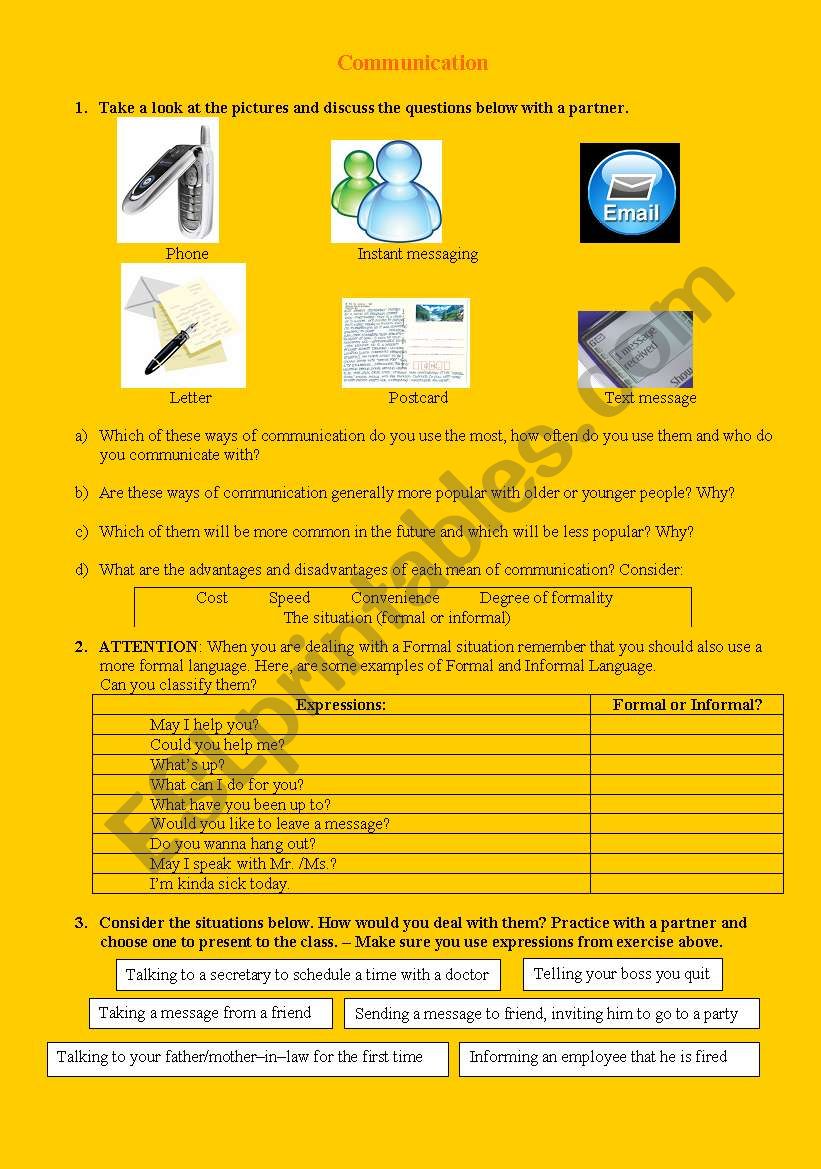 COMMUNICATION worksheet