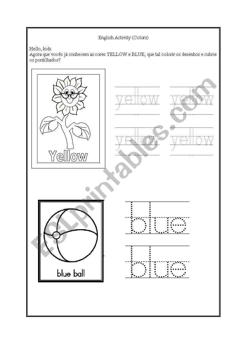 blue and yellow worksheet