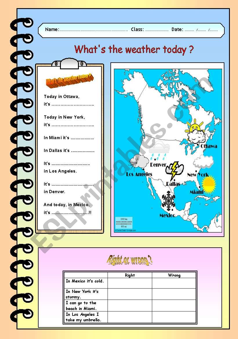 What´s the weather today? - ESL worksheet by petitetita
