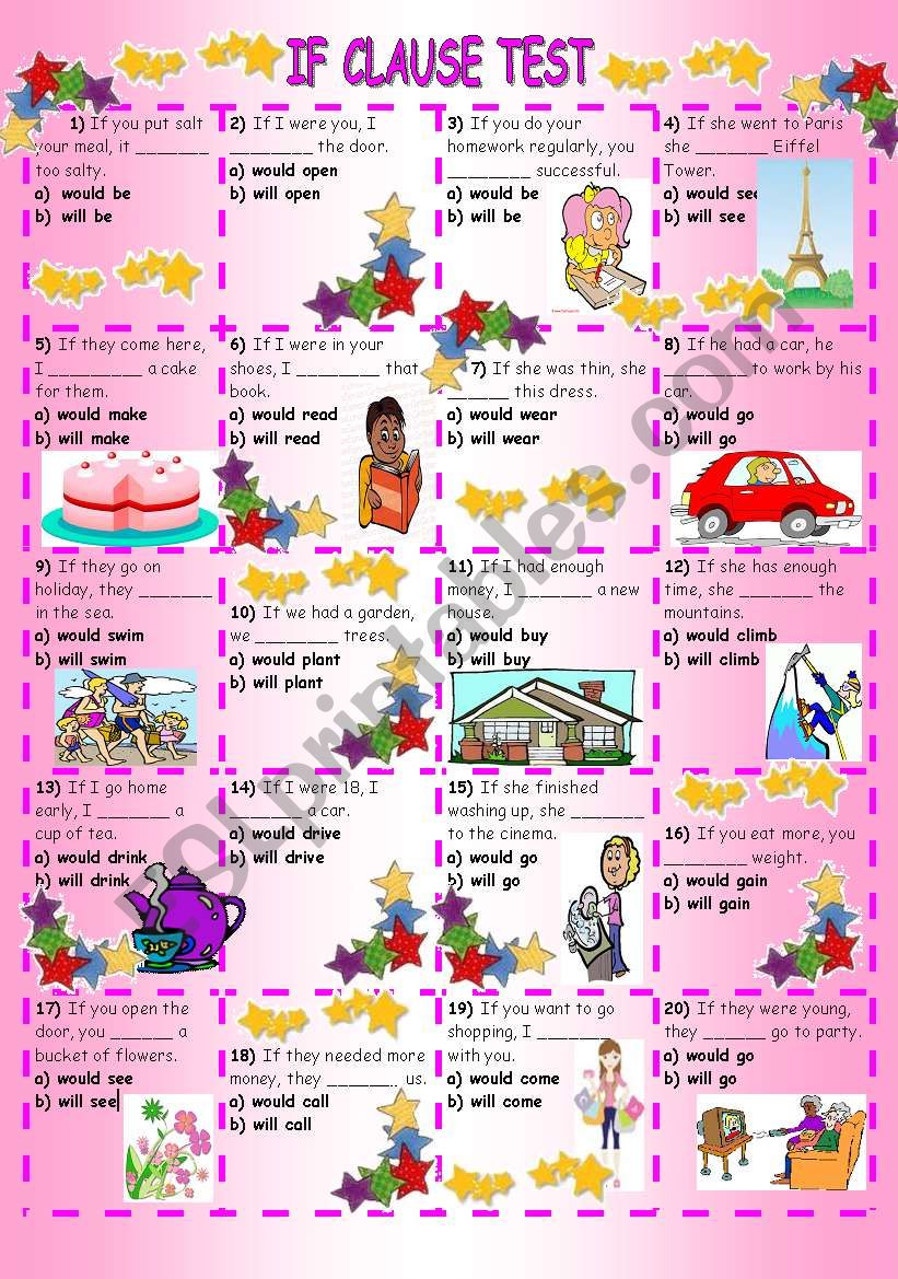 IF CLAUSE 1 OR 2 ESL Worksheet By Lady gargara