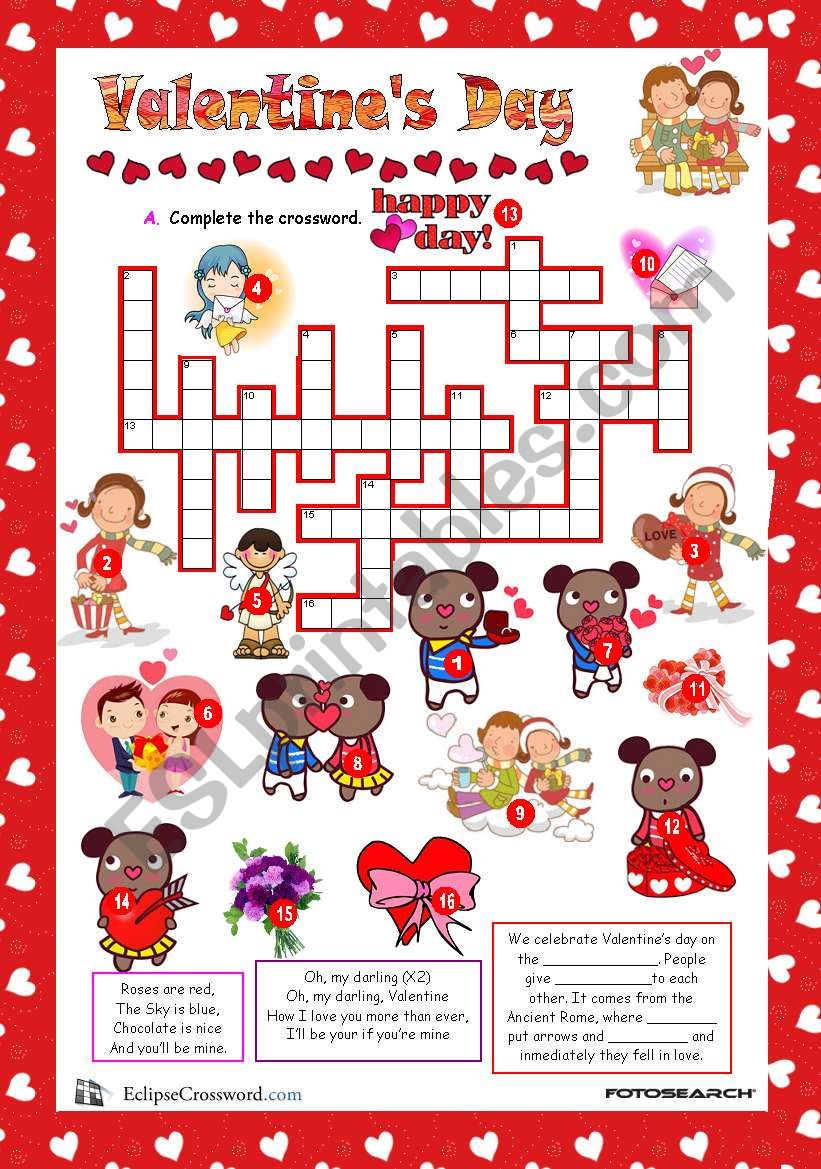 Valentine´s Day (Worksheet+ Answer Key). - ESL worksheet by ...