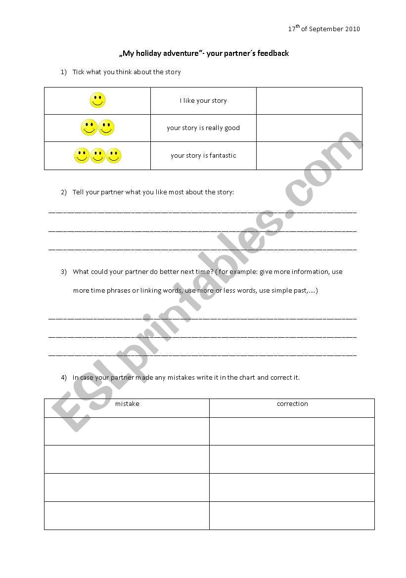 dream holiday worksheet