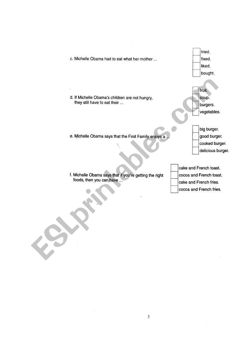 Michelle Obama worksheet