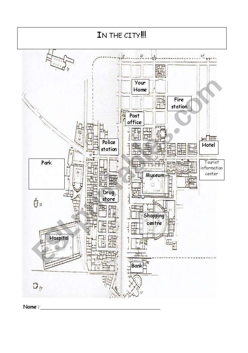 City/directions worksheet