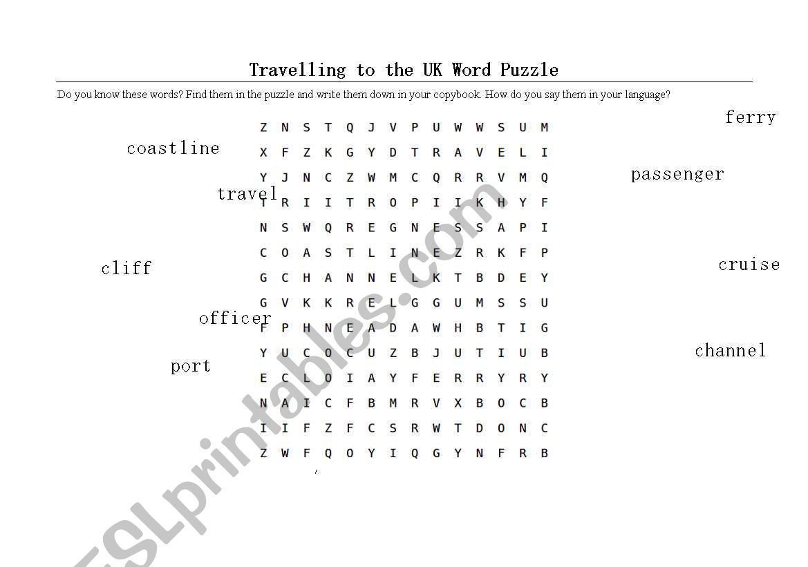 Travelling to the UK worksheet