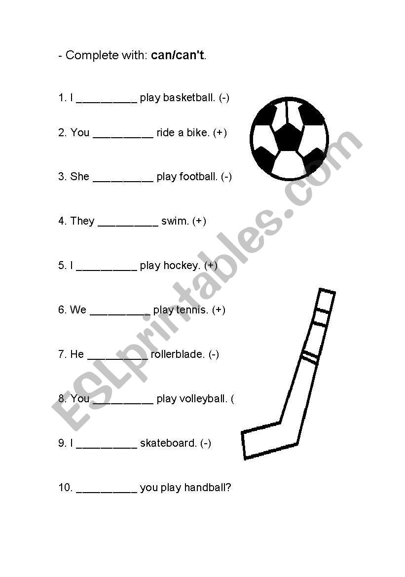 Can and cant worksheet