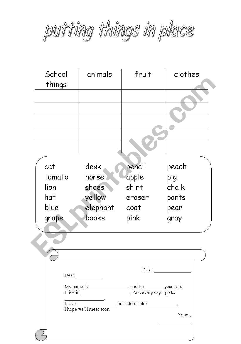 general vocabulary worksheet