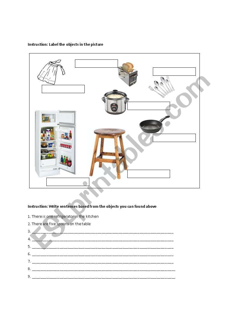 Things in The Kitchen worksheet