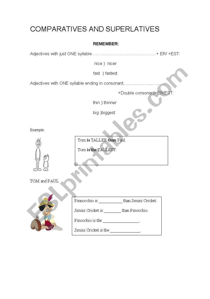 Comparatives and superlatives worksheet