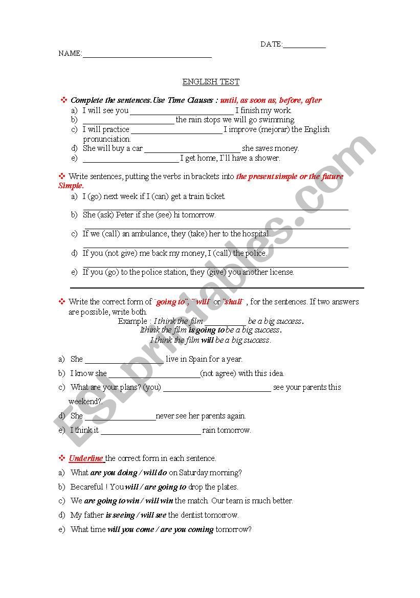 FUTURE TIME TIME CLAUSES FIRST CONDITIONAL ESL Worksheet By Ntorrejon