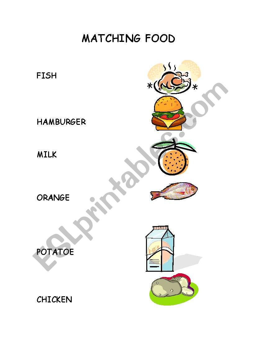 Matching food worksheet