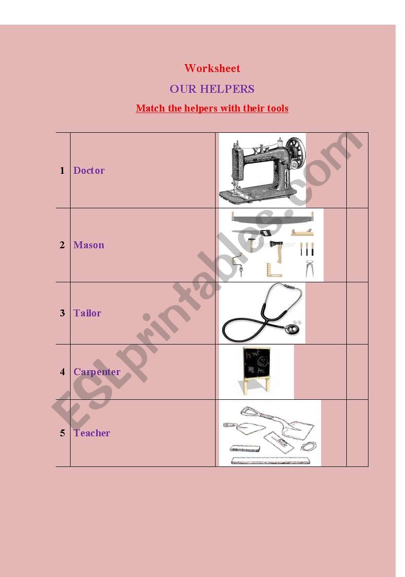 OUR HELPERS worksheet