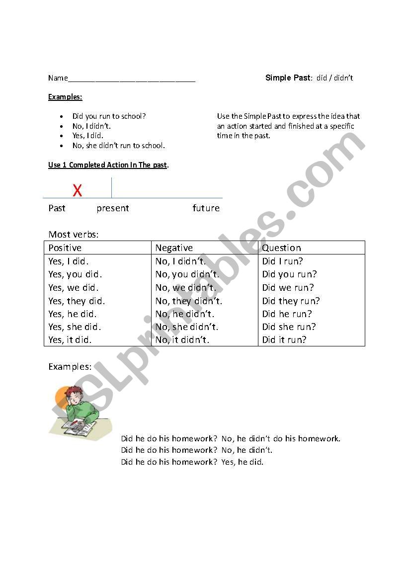 Simple past guide and worksheet