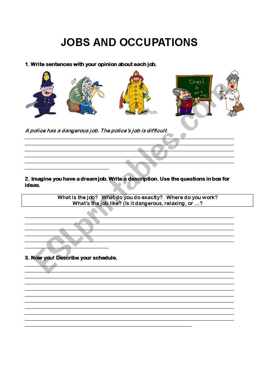 JOBS AND OCCUPATIONS worksheet