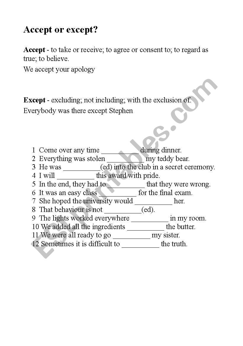 english-worksheets-accept-or-except