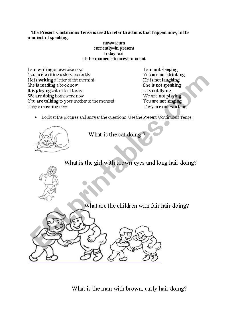 present continuous worksheet