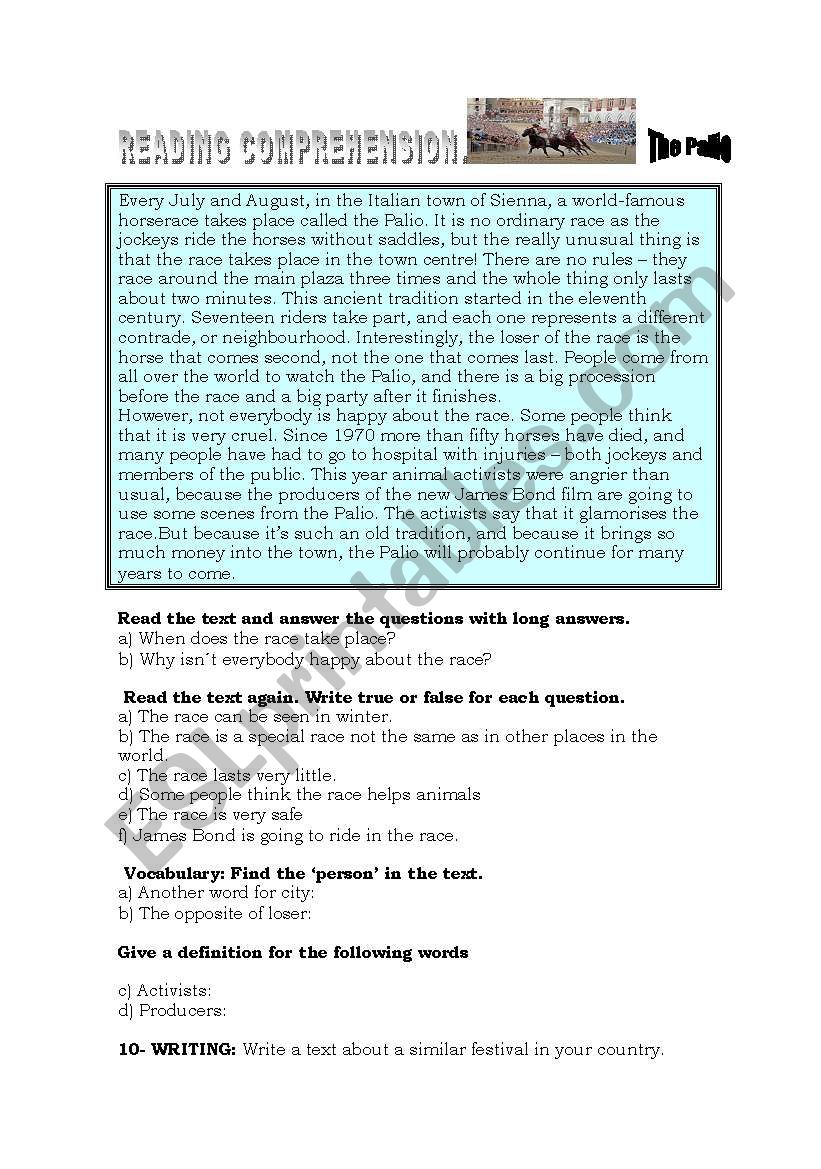 The Palio worksheet